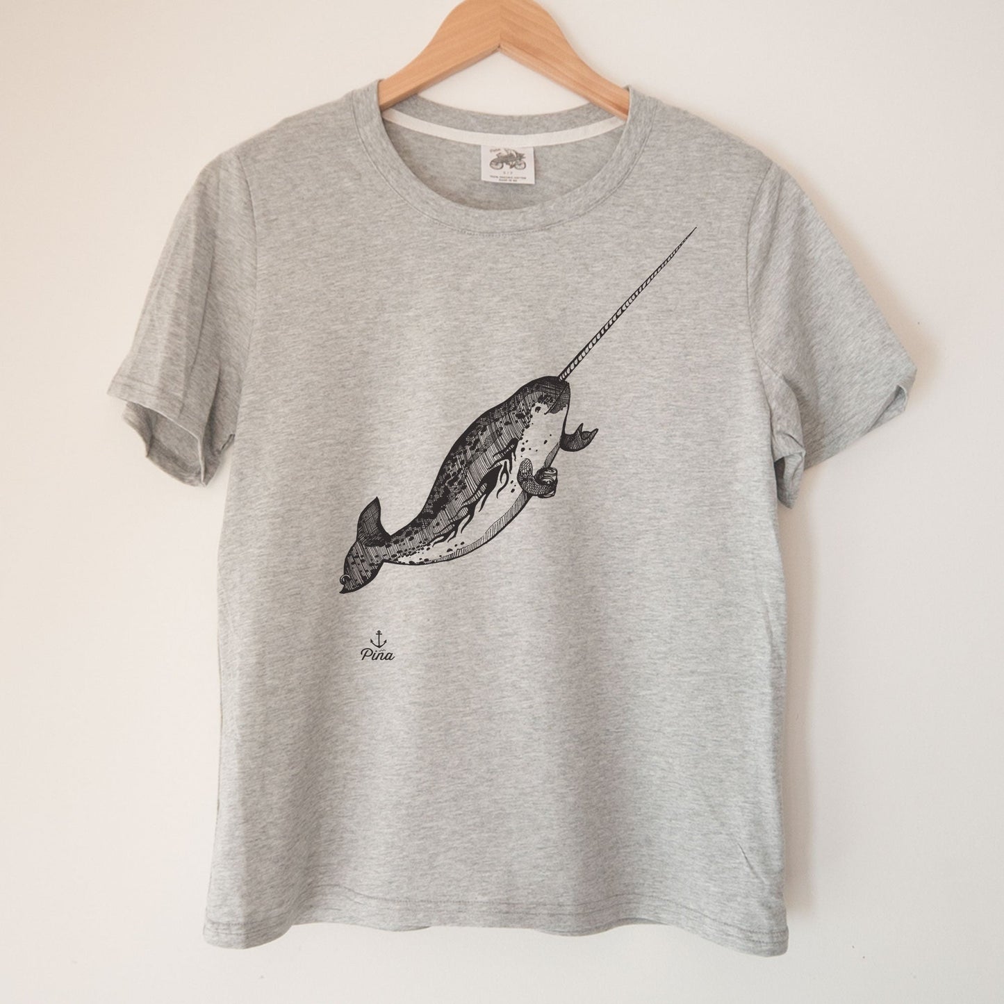 Gnarwhal in Black Kennedy Lake Ladies Organic Cotton Tee