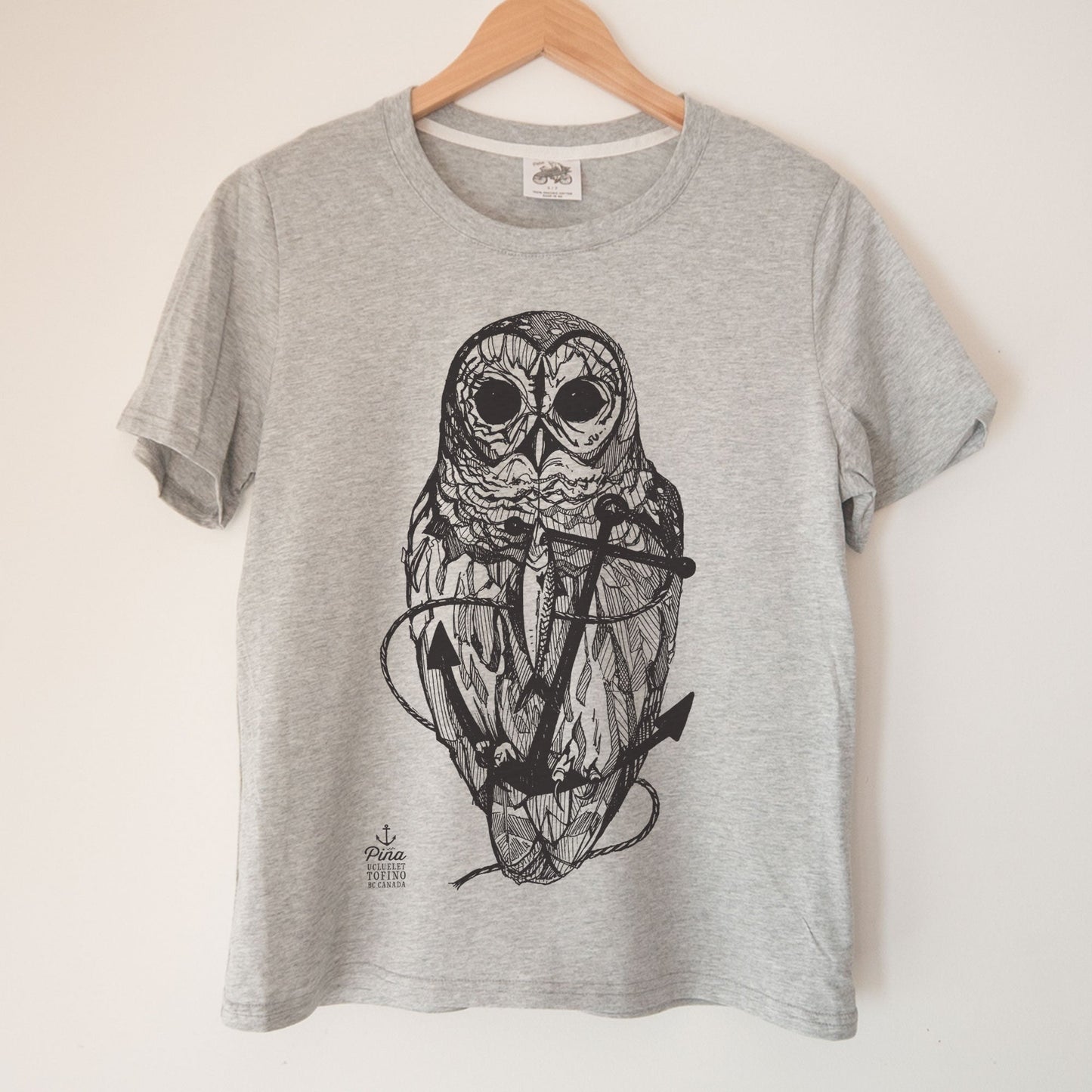 Owl & Anchor in Black Kennedy Lake Ladies Organic Cotton Tee