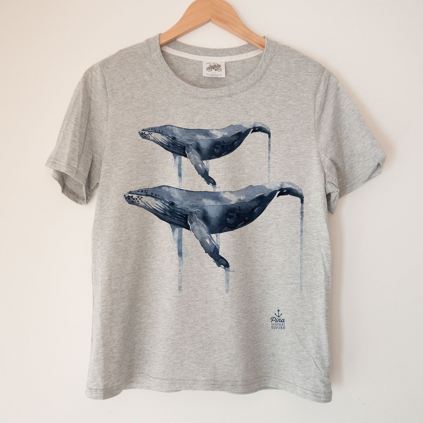 Watercolour Humpbacks Kennedy Lake Ladies Organic Cotton Tee