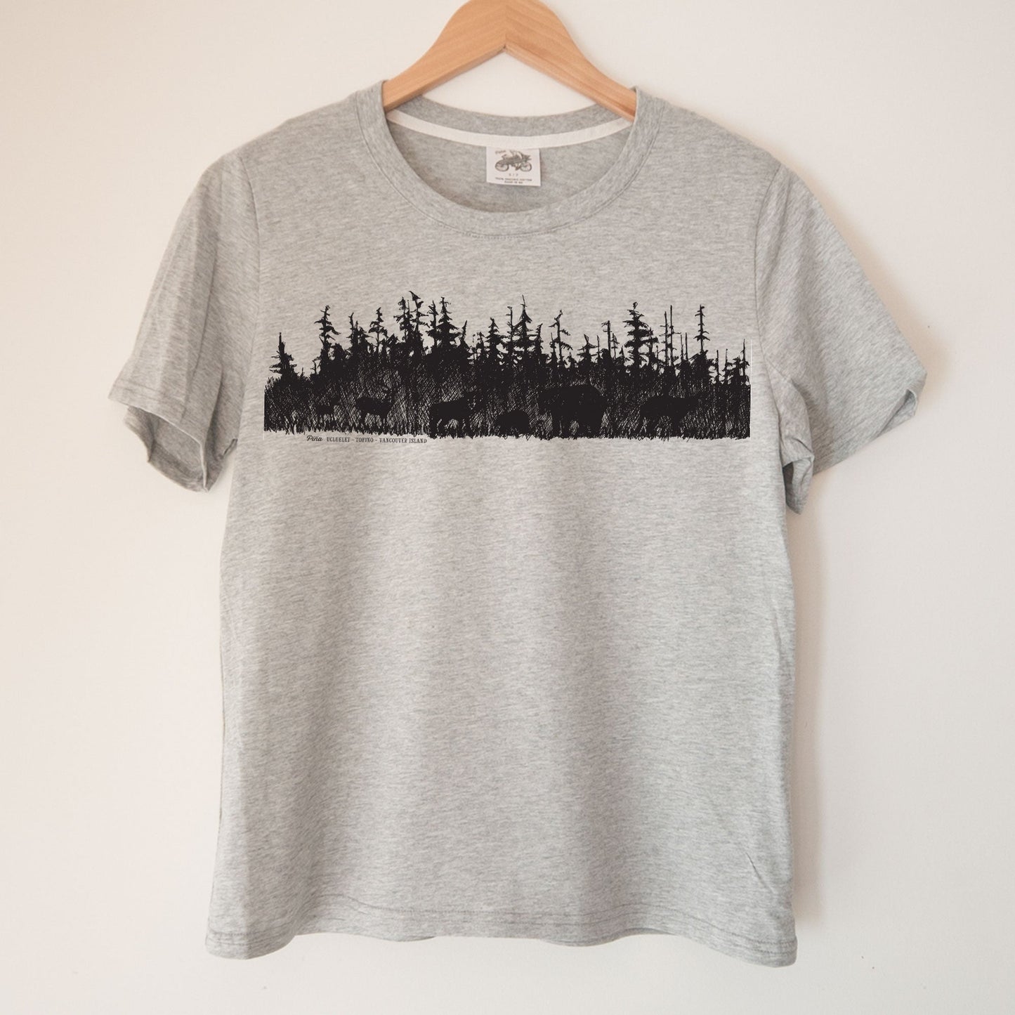 Westcoast Treeline in Black Kennedy Lake Ladies Organic Cotton Tee