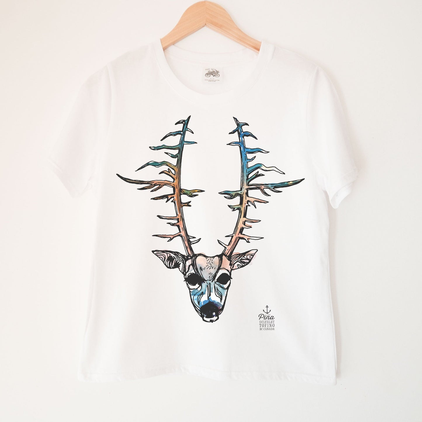 Deerhead in Colour Kennedy Lake Ladies Organic Cotton Tee