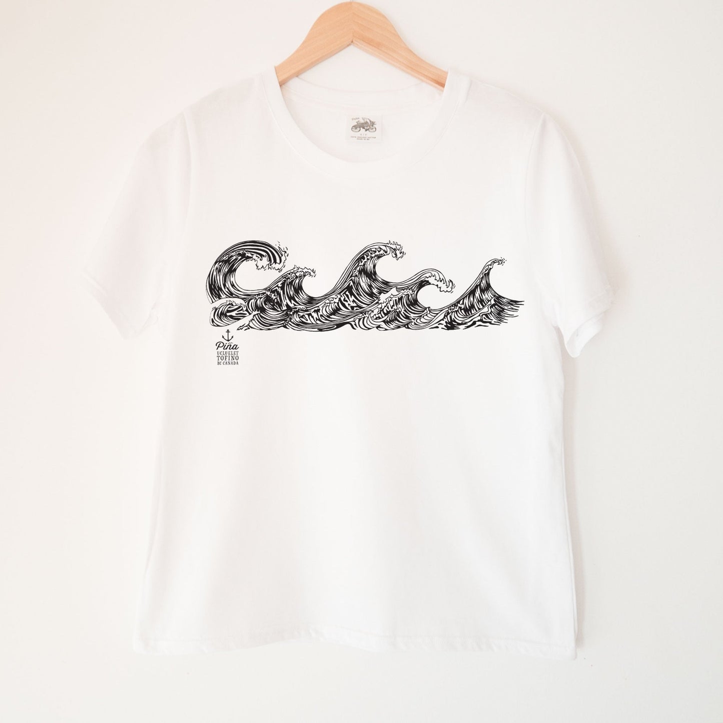 Doodle Wave in Black Kennedy Lake Ladies Organic Cotton Tee