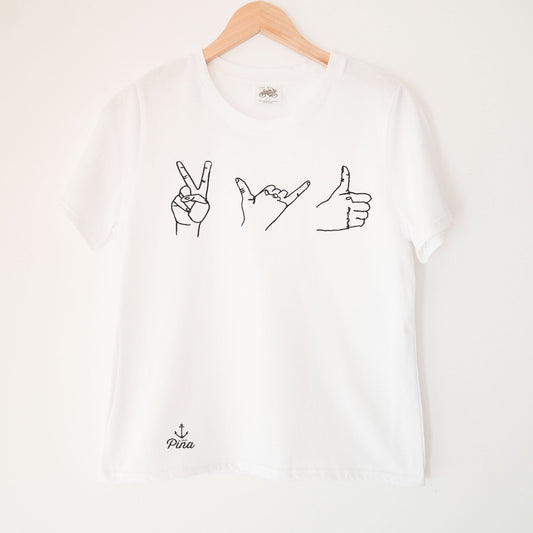 Hand Signs in Black Kennedy Lake Ladies Organic Cotton Tee