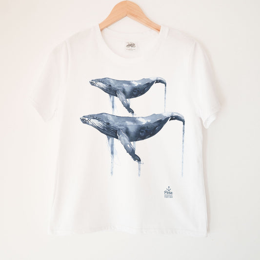 Watercolour Humpbacks Kennedy Lake Ladies Organic Cotton Tee