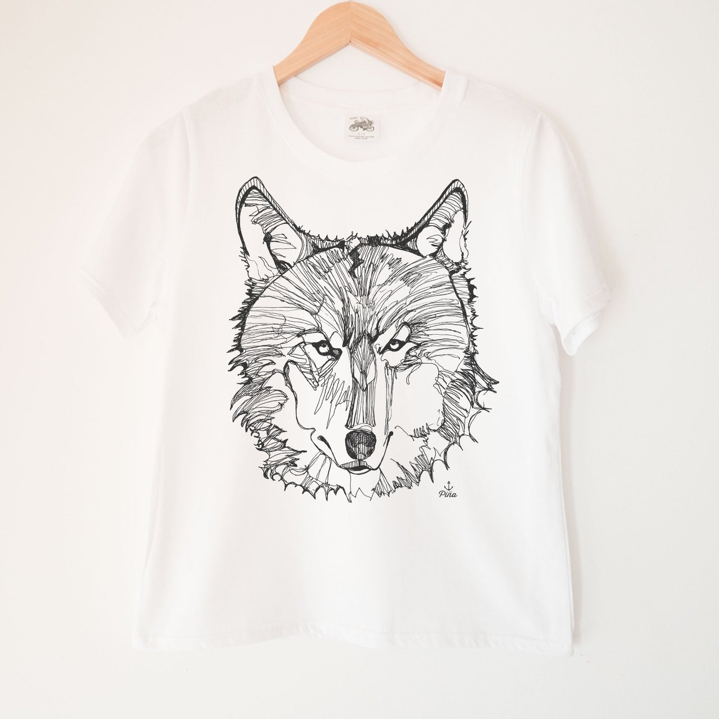 Wolf Face in Black Kennedy Lake Ladies Organic Cotton Tee