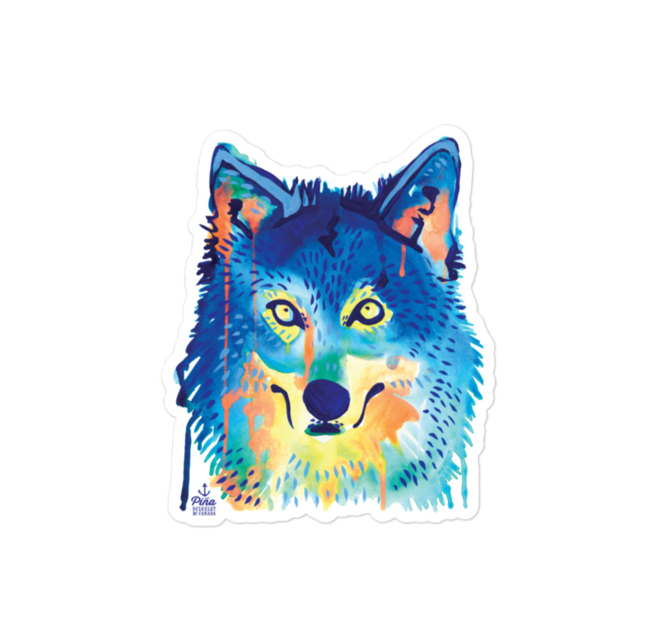 Watercolour Wolf Face Sticker
