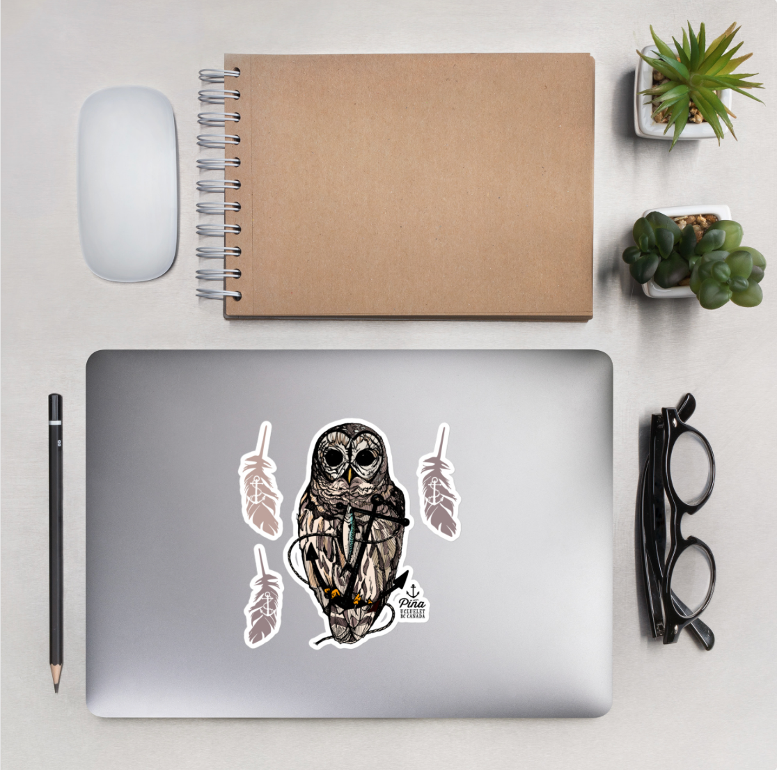 Owl & Anchor Sticker