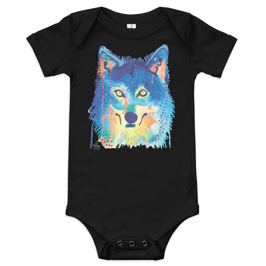 Watercolour Wolf Face Baby One Piece