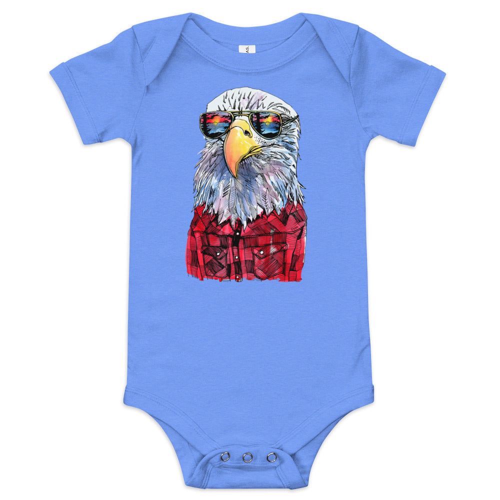 Hipster Eagle and Spruce Tree Baby One Piece