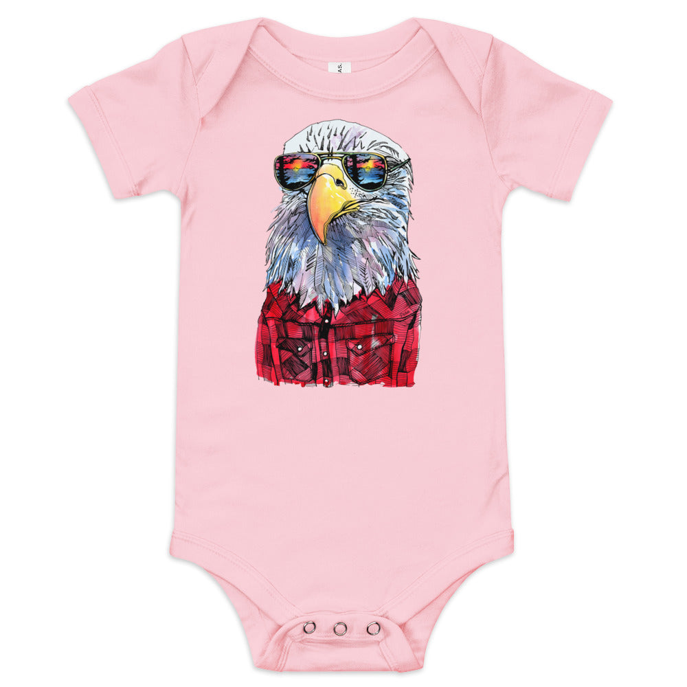 Hipster Eagle and Spruce Tree Baby One Piece