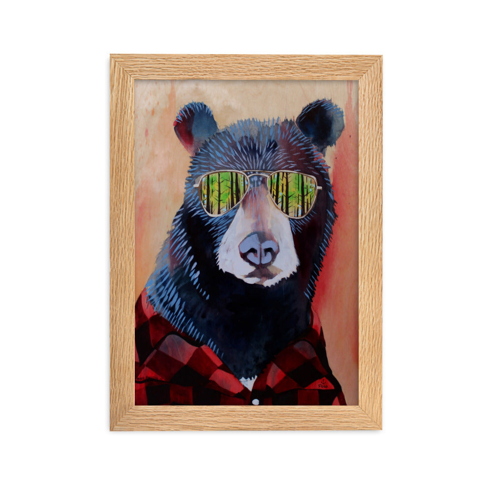 Hipster Bear Framed Matte 8.5"x11" Print
