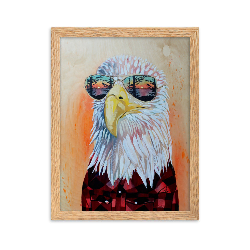 Hipster Eagle Framed Matte 8.5"x11" Print