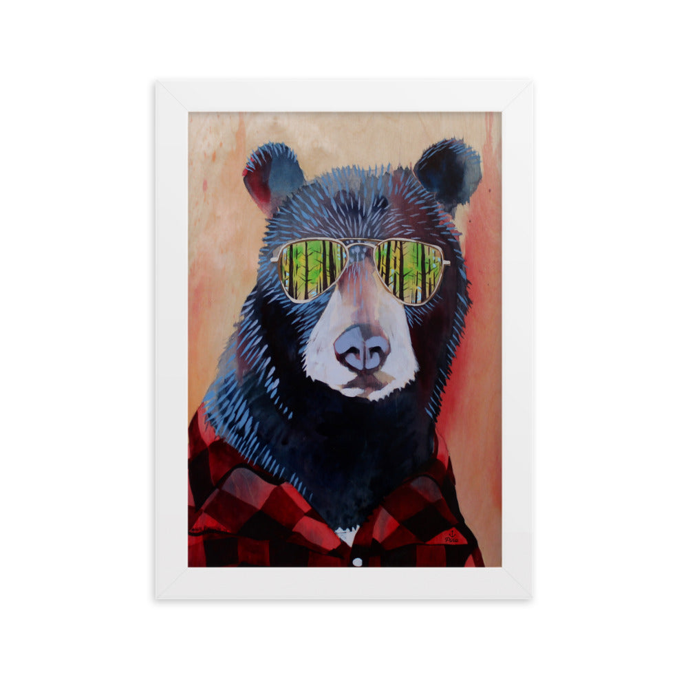 Hipster Bear Framed Matte 8.5"x11" Print