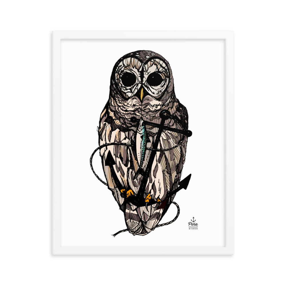 Owl & Anchor Colour Framed Print