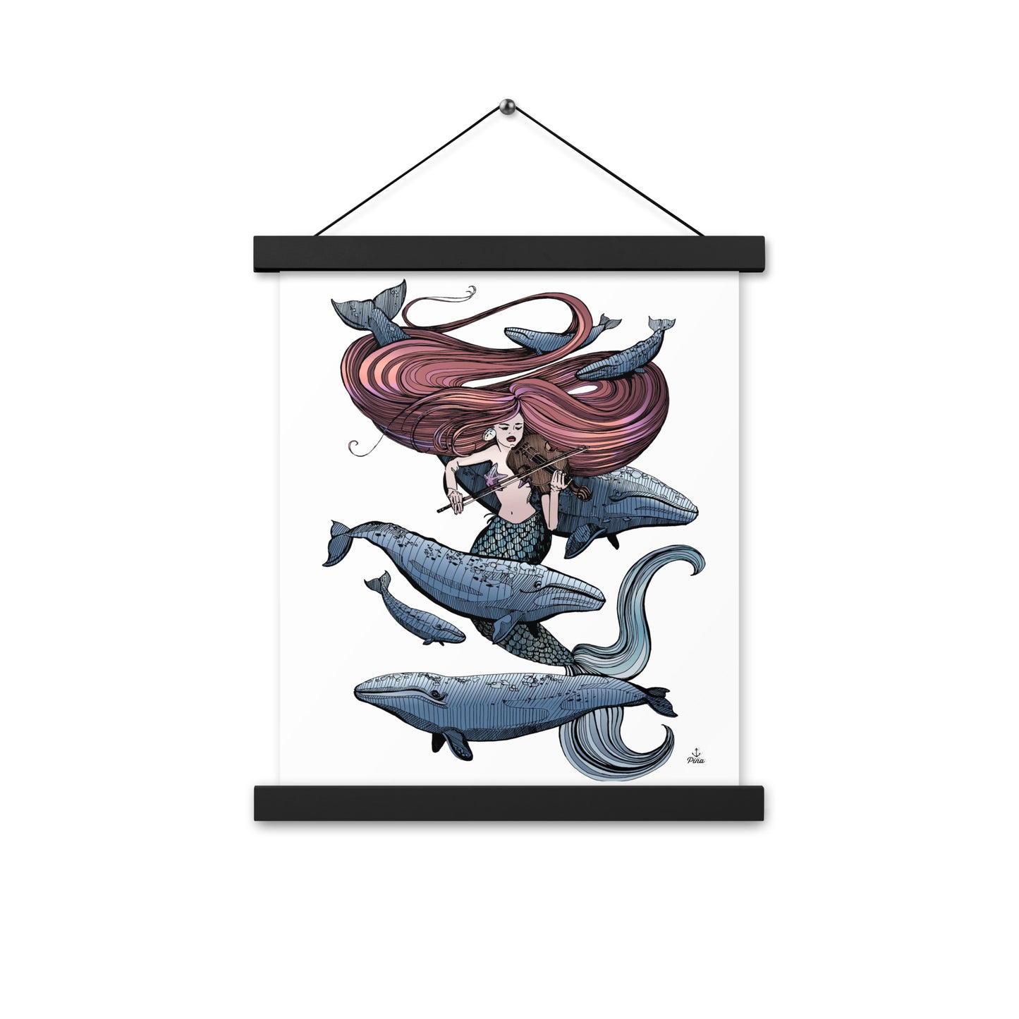 Mermaid Fiddling Colour Poster With Hangers