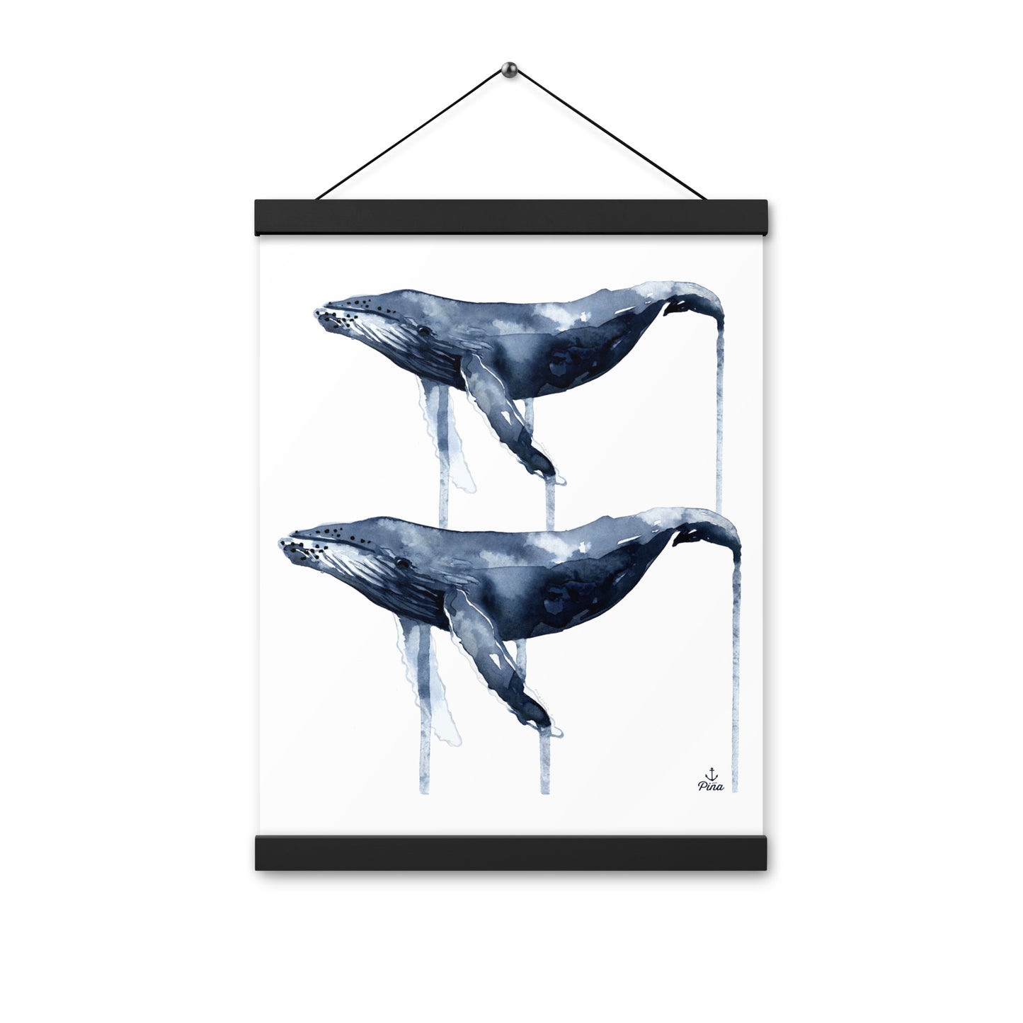 Watercolour Humpback Whales Matte Poster With Hangers