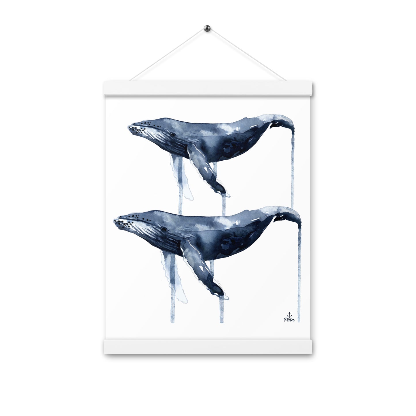 Watercolour Humpback Whales Matte Poster With Hangers