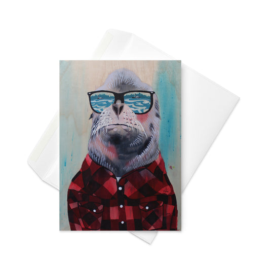 Hipster Sealion Acrylic Greeting Card