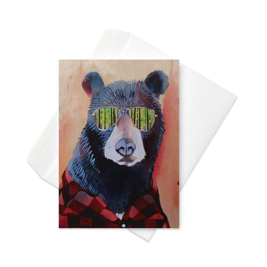 Hipster Bear Acrylic Greeting Card