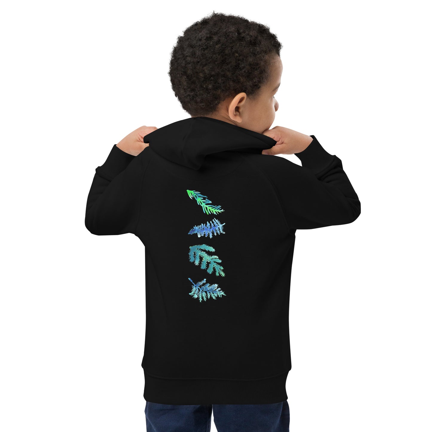 Watercolour Wolf Face Kids Eco Hoodie