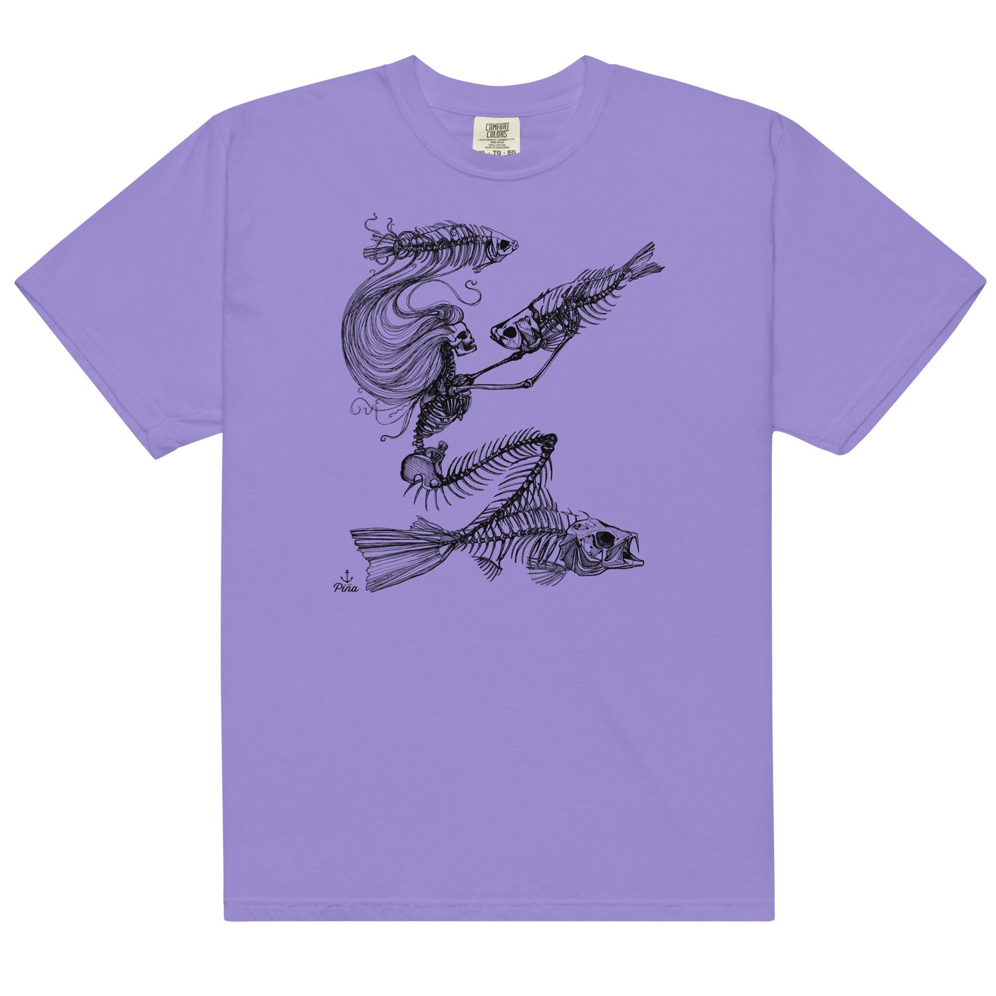 Skeleton Mermaid Unisex Garment-Dyed Tee