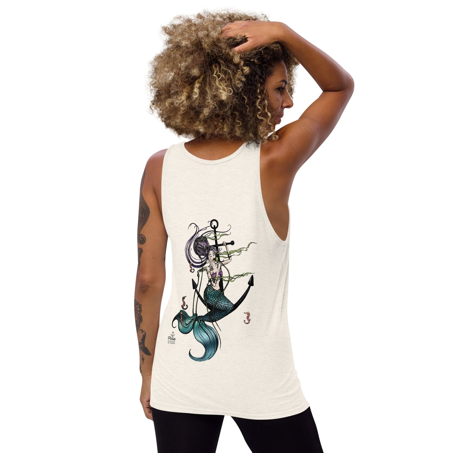 Mermaid Singing and Seahorses Unisex Tank
