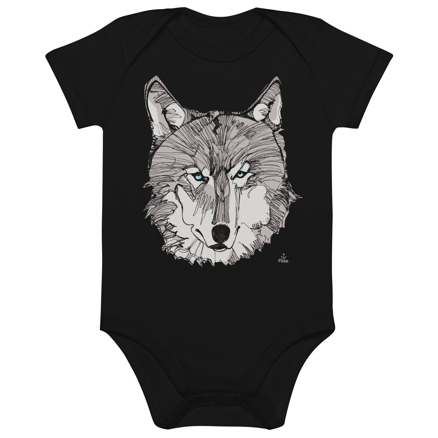 Wolf Face Organic Cotton Baby One Piece