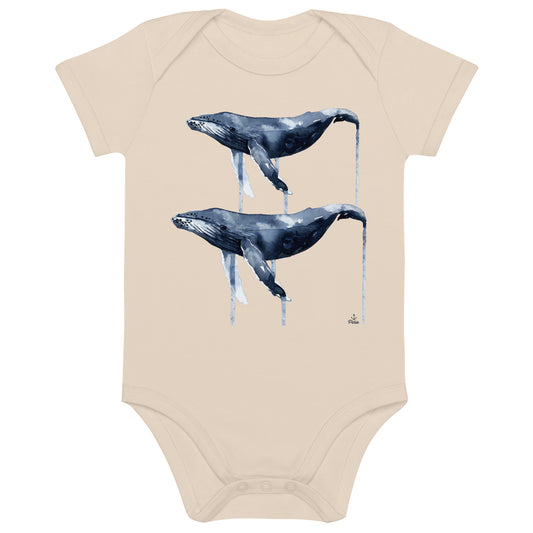 Watercolour Whales Organic Cotton Baby One Piece