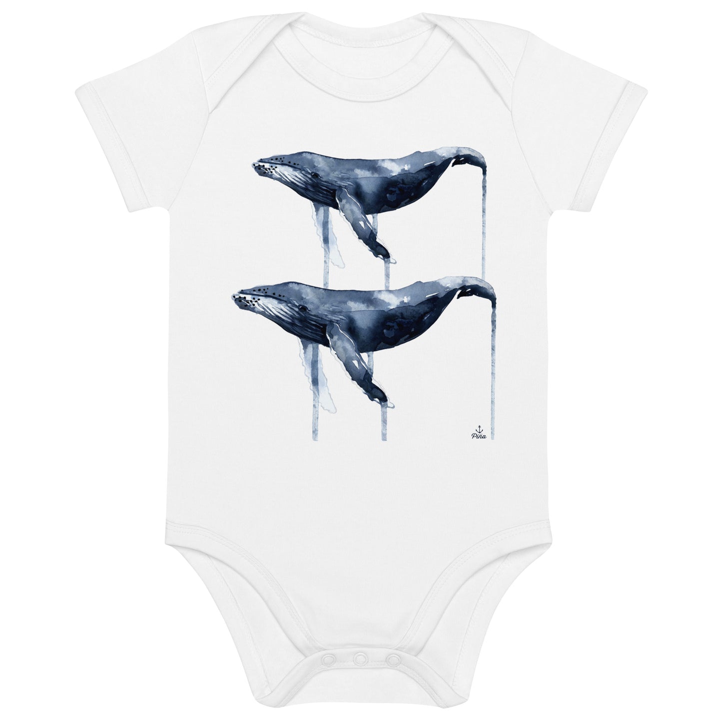 Watercolour Whales Organic Cotton Baby One Piece