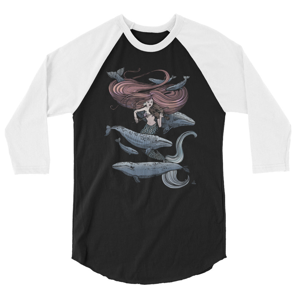 Mermaid Fiddling 3/4 Sleeve Baseball Shirt