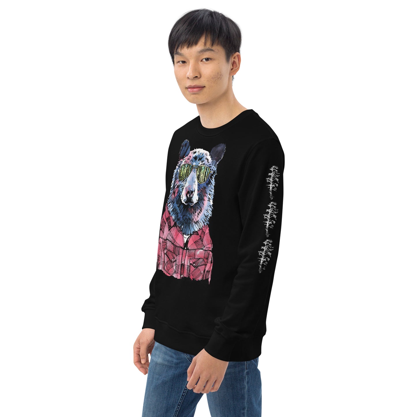 Hipster Bear Unisex Eco Sweatshirt