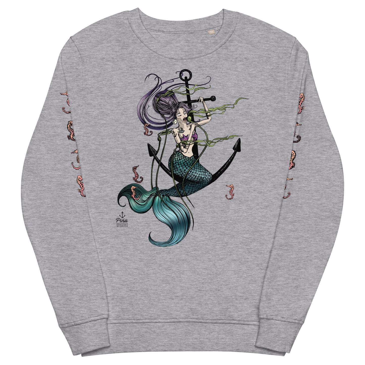 Mermaid Singing with Seahorses Unisex Eco Sweatshirt