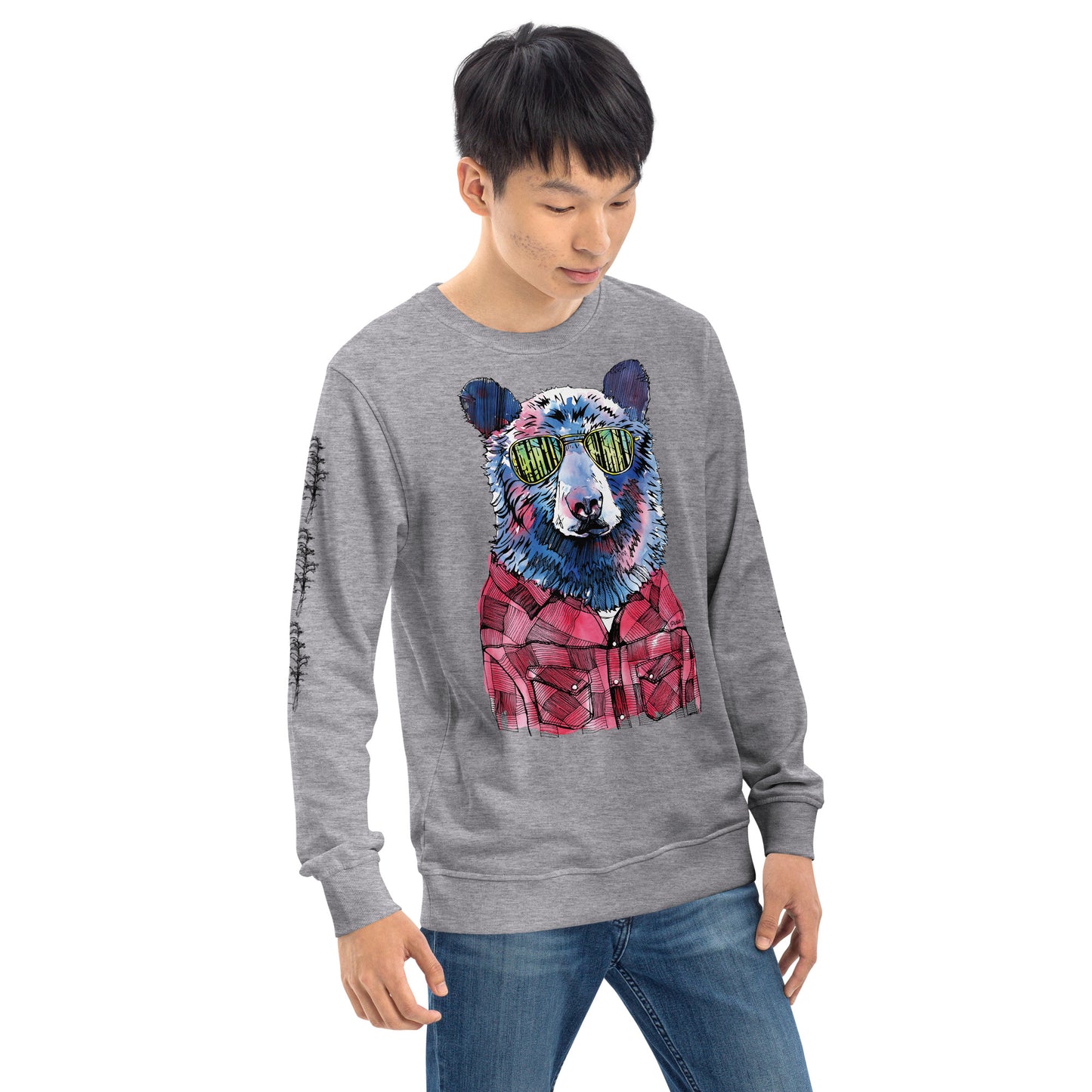 Hipster Bear Unisex Eco Sweatshirt