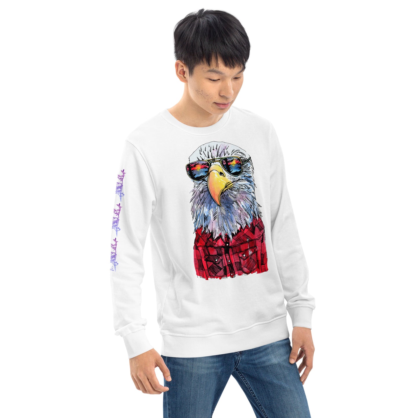 Hipster Eagle Unisex Eco Sweatshirt
