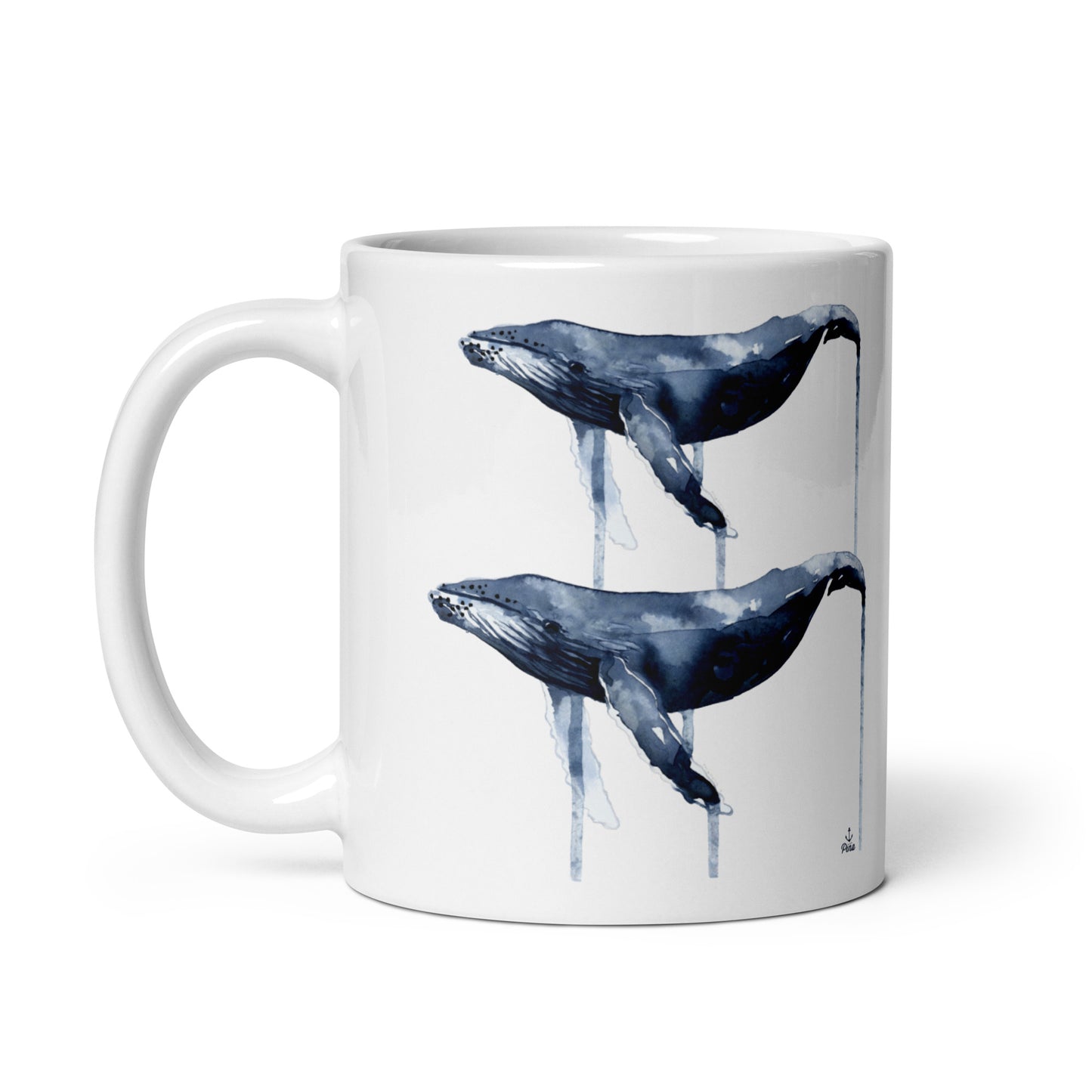Watercolour Humpbacks White Glossy Mug