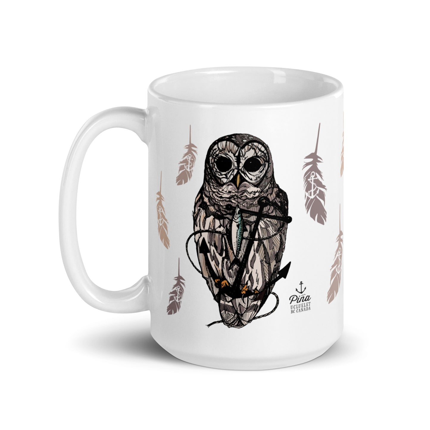 Owl & Anchor White Glossy Mug