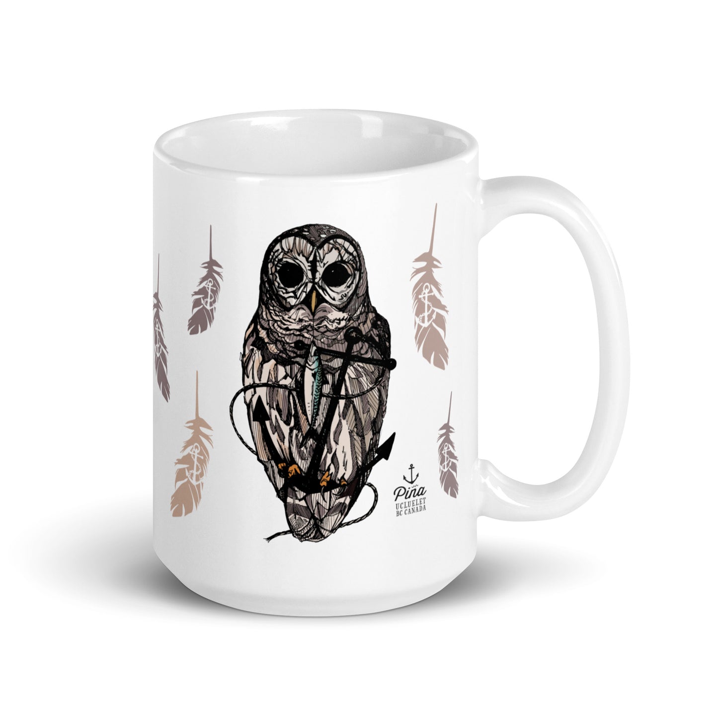 Owl & Anchor White Glossy Mug