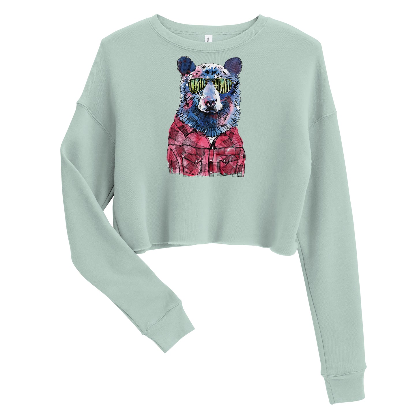 Hipster Bear Crop Sweatshirt