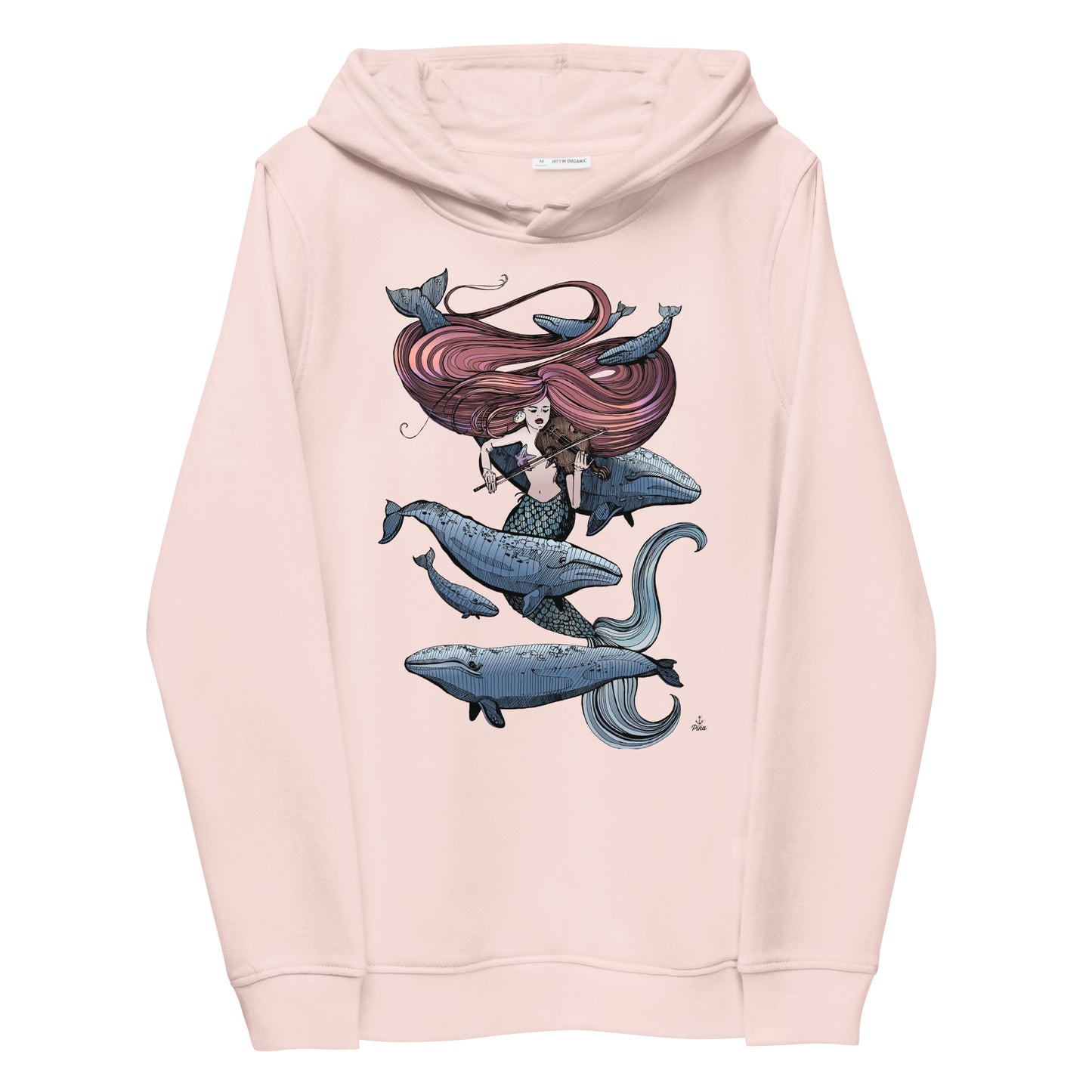 Mermaid Fiddling Ladies Eco Fitted hoodie